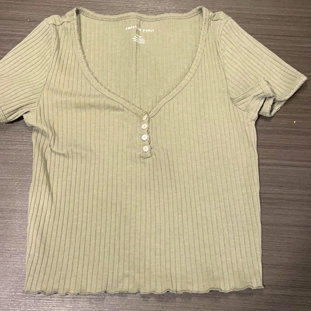 Sage green v neck crop top